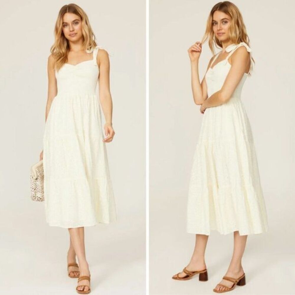 NEW Madewell Eyelet Lucie Tie-Strap Tiered Midi Dress, XL